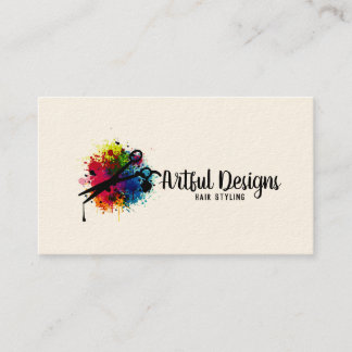 Cartão De Visita penteado estilista pintura colorida minimalista