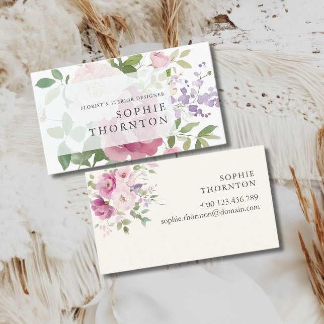 Cartão De Visita Peonies elegante (Criador carregado)