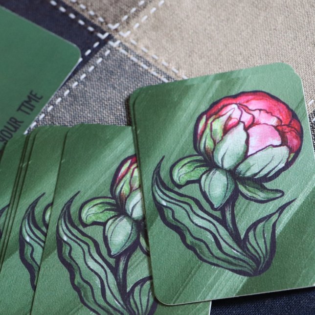 Cartão De Visita Peony Flower Peonies Gardener art Rosa (Criador carregado)