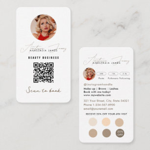 Cartão De Visita Pequenas empresas Desconto Fidelidade QR Code Boho