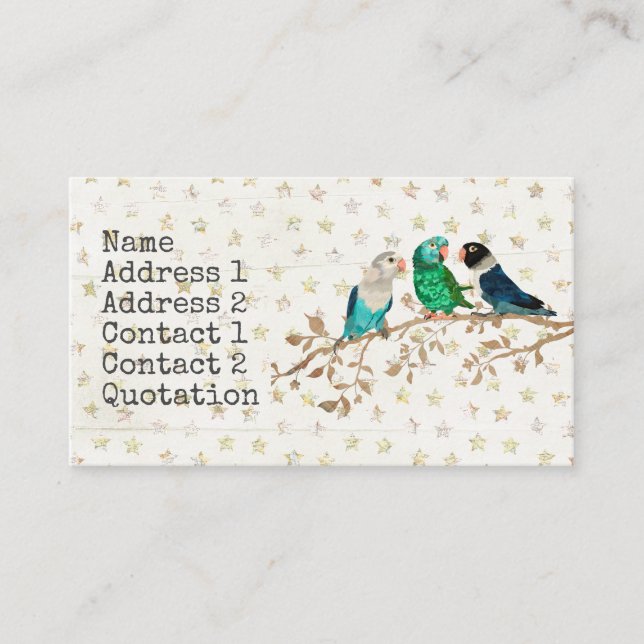 Cartão de visita PEQUENO de TRÊS PÁSSAROS (Frente)