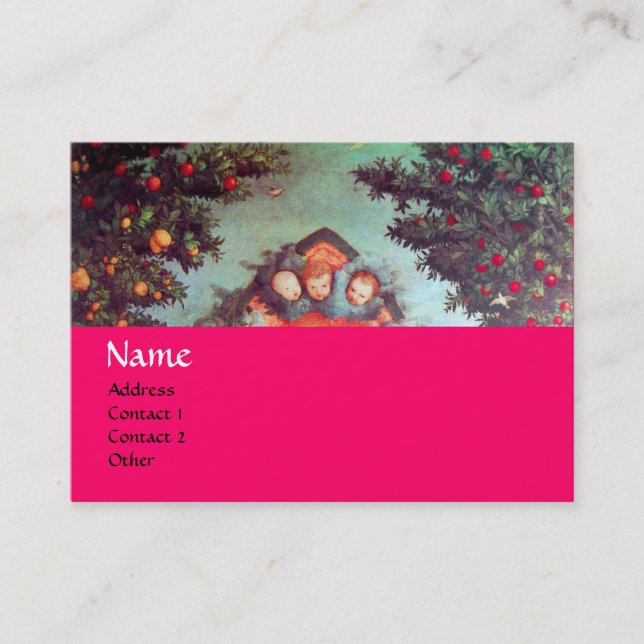 Cartão De Visita PEQUENOS ÂNGULOS MONOGRAMAS antigo azul vermelho (Frente)