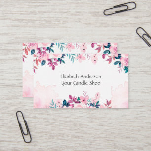 Cartão De Visita Pequenos Negócios Florais Femininos Rosa Verde
