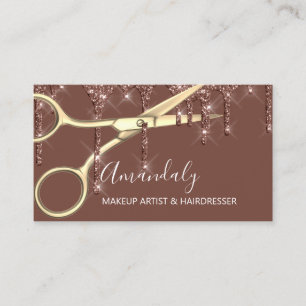 Cartão De Visita Pêr-Stylist Hairdresser Tesoura Dourada Coiffeur