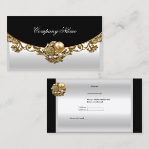 Cartão De Visita Perfil de Ouro Boutique Elegante Branco Preto Dour