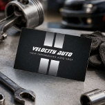 Cartão De Visita Performance Auto Shop Racing Stripes Black<br><div class="desc">Modern racing stripes business card designed for performance auto shops, tuner garages, and high-performance automotive specialists. The bold stripe layout creates a fast, aggressive aesthetic that communicates speed, precision, and expertise. Ideal for speed shops, custom car builders, and performance-focused businesses. Fully customizable with your business name and contact details to...</div>