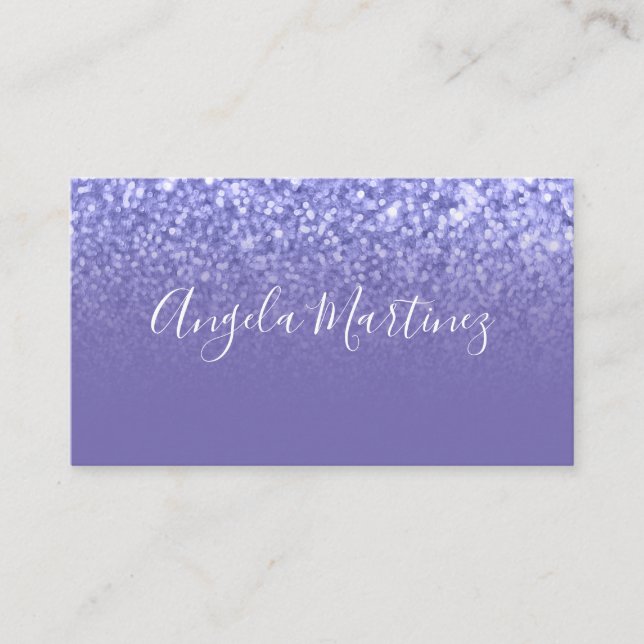 Cartão De Visita Periwinkle Faux Glitter Glam (Frente)