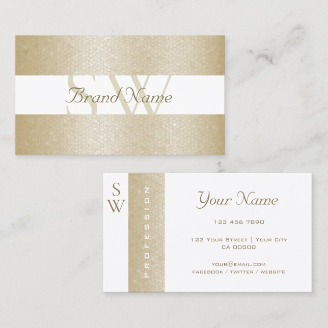 Cartão De Visita Pérola muito elegante e branca com qualidade monog (Frente/Verso)