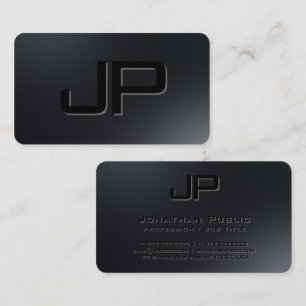 Cartão De Visita Pérola Premium de Monograma Preto Personalizado El