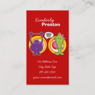 Cartão De Visita Personagem de desenho animado Purple & Miss Green
