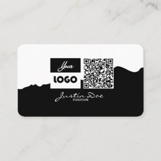 Cartão De Visita Personal business card with QR code Black & White