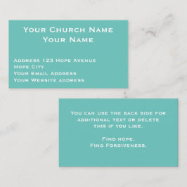 Cartão De Visita Personalidade Verde do Pastor Aqua da Igreja Crist