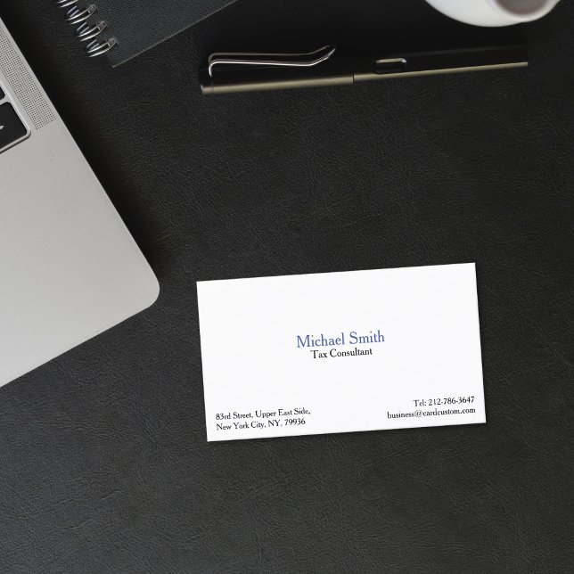 Cartão De Visita Personalização Branca Simples e Elegante Profissio (Professional Elegant Modern Simple White Custom Business Card)