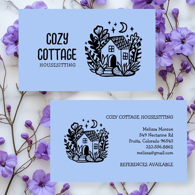 Cartão De Visita Personalização de Arte de Algodão Cuja Alcatrão Do (Housesitter Petsitter Home Cute Cottage Art Custom Business Card
)