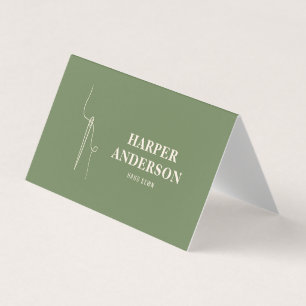 Cartão De Visita Personalização verde do logotipo de Agulha de cost