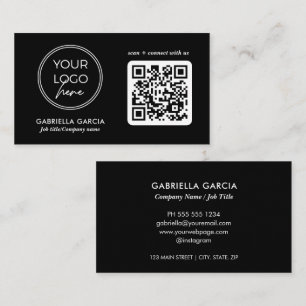 Cartão de Visita Personalizado com Código QR Preto