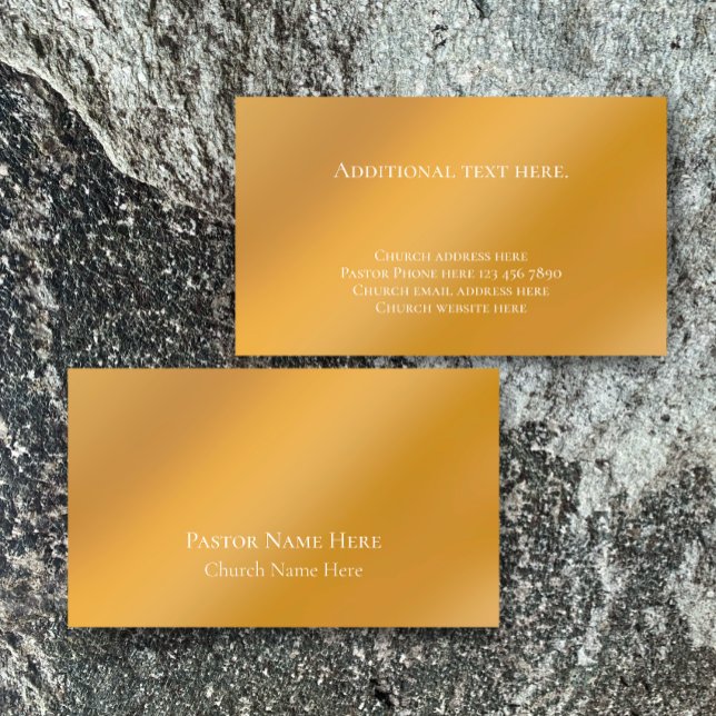 Cartão De Visita Personalizado da Igreja Cristã de Texto Personaliz (Personalize these classy modern faux gold business cards. Golden gradient simple custom calling card)