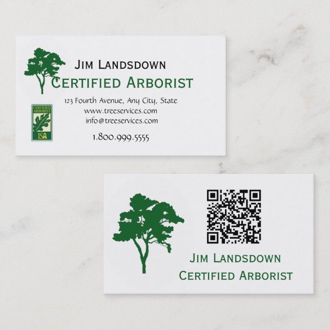 Cartão de Visita Personalizado de Arborista com Có (Frente/Verso)