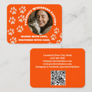 Cartão de Visita Personalizado de Cattery – Laranj