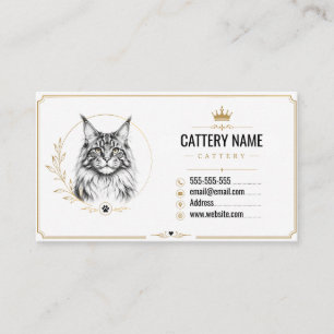 Cartão de Visita Personalizado de Cattery Maine Co