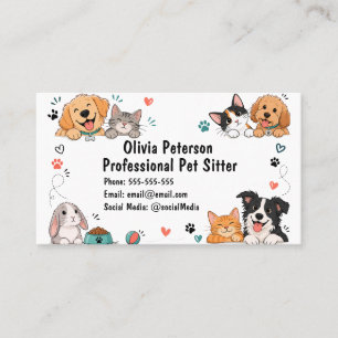 Cartão de visita personalizado de pet Sitter de de