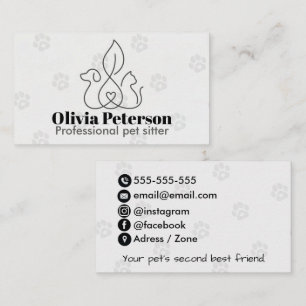 Cartão de Visita Personalizado de Pet Sitter Minim