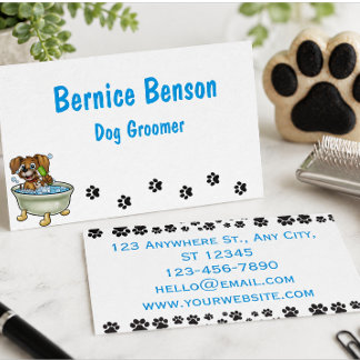 Cartão de Visita Personalizado de Tosador de Cães