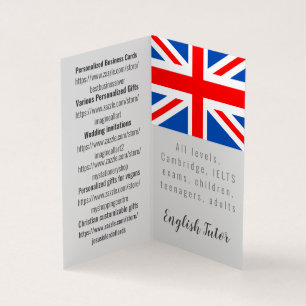 cartão de visita personalizado de tutor em inglê