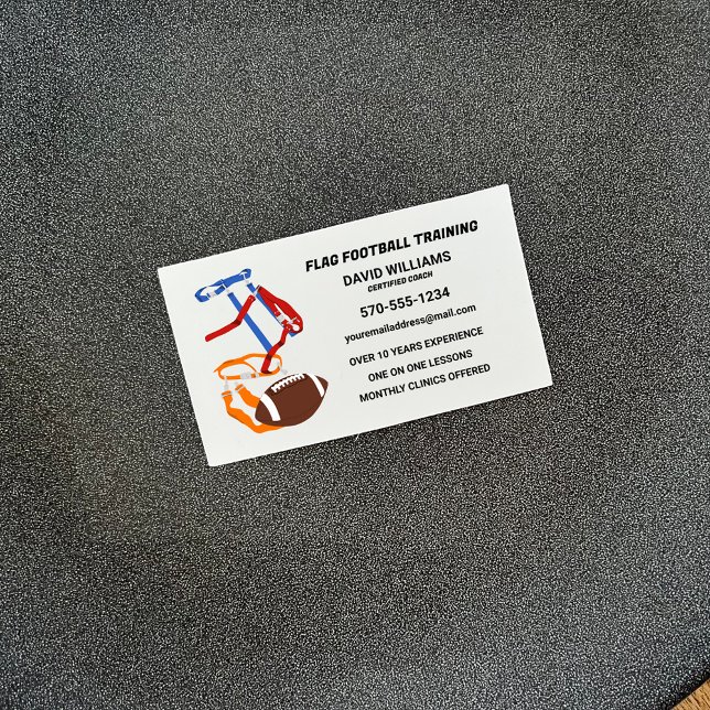 Cartão De Visita Personalizado do treinador de futebol de bandeira (Criador carregado)