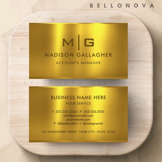 Cartão De Visita Personalizado Dourado de metal amarelo (Custom Gold Yellow Metal Professional Business Card)