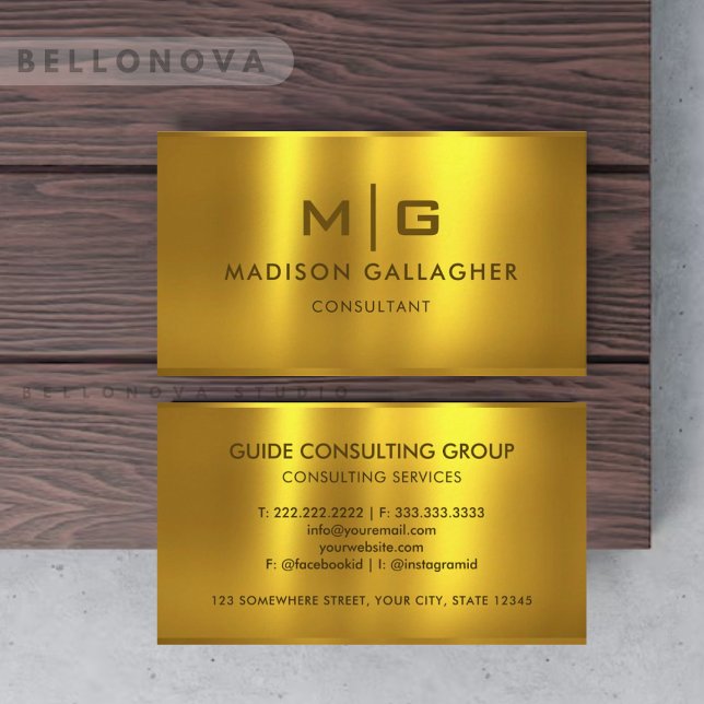Cartão De Visita Personalizado Dourado de metal amarelo (Custom Gold Yellow Metal Professional Business Card)