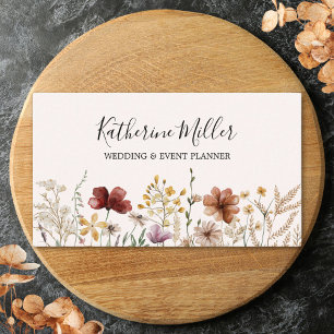 Cartão De Visita Personalizado Floral de Flor Silvestre Elegante e