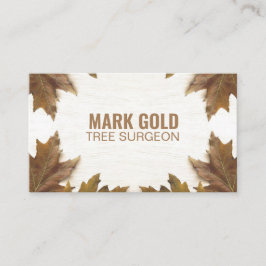 Cartão De Visita Personalizado "Folhas de Fallen na Madeira" (Ameri