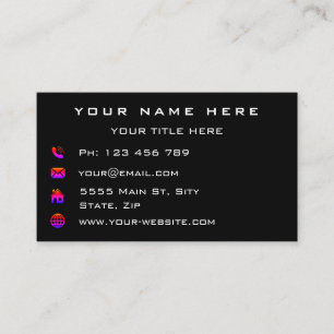 Cartão de visita personalizado Informações e cores