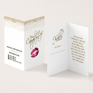 Cartão De Visita Personalizado - Instruções de Lip Dourado e rosa