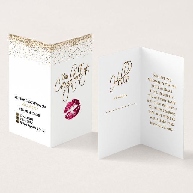 Cartão De Visita Personalizado - Instruções de Lip Dourado e rosa (Interior e exterior)