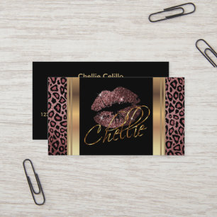 Cartão De Visita Personalizado - Lábios com brilho de Rosa empoeir