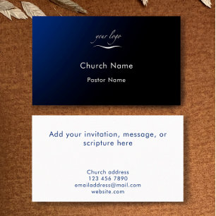 Cartão De Visita Personalizado Moderno Gradiente Azul Igreja Pastor