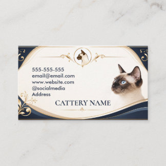 Cartão de Visita Personalizado para Cattery Elegan