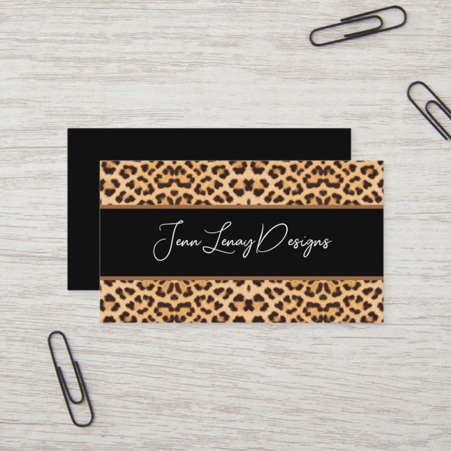 Cartão De Visita Personalizado para Impressão de Animais Leopard Mo (Frente/Verso In Situ)