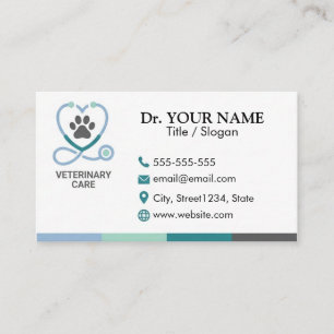 Cartão de Visita Personalizado para Veterinário Pr