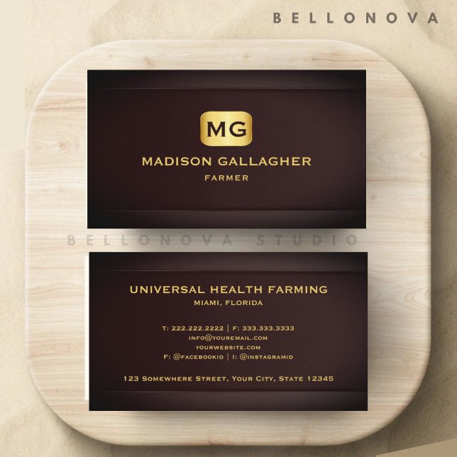 Cartão De Visita Personalizado Red Maroon Dourado Agriculture Profe (Custom Red Maroon Gold Agriculture Professional Business Card)
