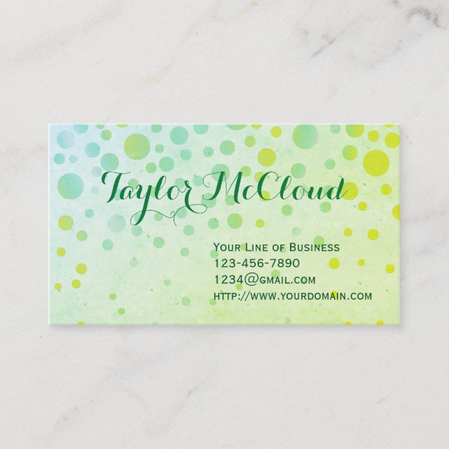 Cartão De Visita Personalizar ambos os lados das bolhas verdes (Frente)