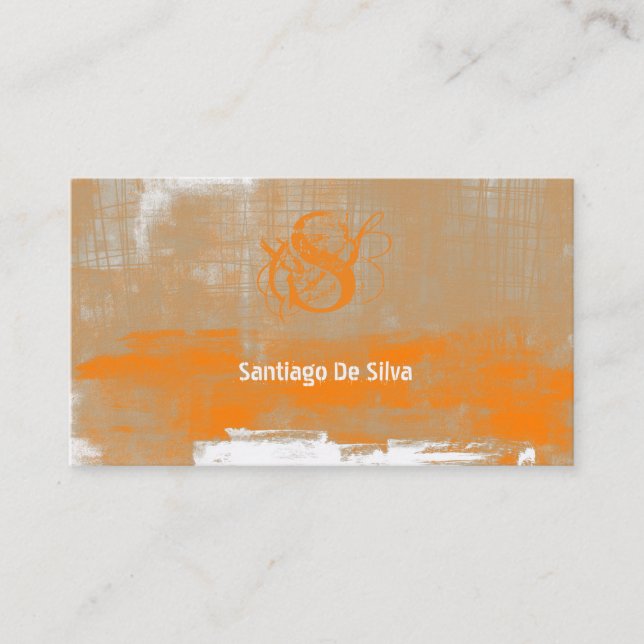 Cartão De Visita Personalizar cinza laranja estilo Abstrato n24 (Frente)