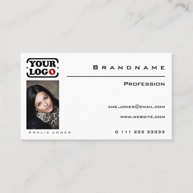Cartão De Visita Personalizar foto em branco clássico ou profission (Frente)