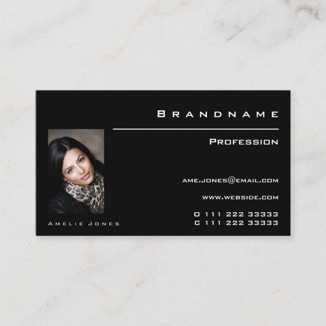 Cartão De Visita Personalizar Fotografia em preto e branco simples (Frente)