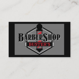 Cartão De Visita Personalizar logotipo de barbeiro preto e vermelho