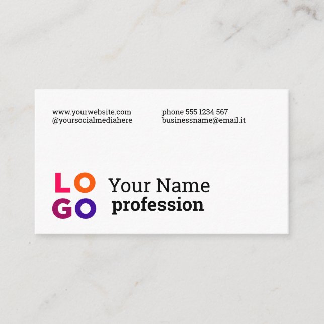 Cartão De Visita Personalizar logotipo de sua empresa simples (Frente)