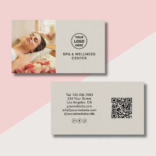Cartão De Visita Personalizar logotipo Foto QR Spa Wellness Center