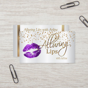 Cartão De Visita Personalizar - Permitir Lábios Dourados Confetti